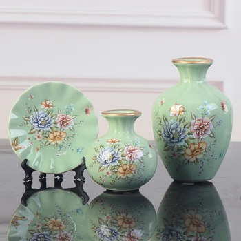 3Pc/Komplekts Mini Eiropas Keramikas Vāze Kaltēti Ziedi, Ziedu kompozīcijas, Ļodzīties Plāksnes Dzīvojamā Istaba Ieejas Rotājumi Mājas Rotājumi