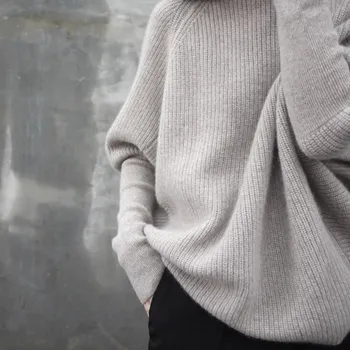 2020. gada rudenī un ziemā, augsta kakla kašmira džemperis sieviešu bat piedurknēm džemperis džemperis bieza zaudēt plus lieluma vilnas trikotāžas džemperis