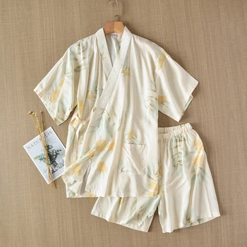 Sieviešu Vasaras Plānas Īsām Piedurknēm Bikses, Pidžamas Zaudēt Kimono Pijama Mujer Atpūtas Drukāšanas Sleepwear Atdzist Ērti Gabals 2