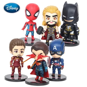 Disney rotaļlietas Lelle Avengers 6pcsQ versija Thor / Pontons / Wonder Woman / Panther / Flash Puses Birojs rotaslietu kolekcijas rotaļlietas, dāvanu