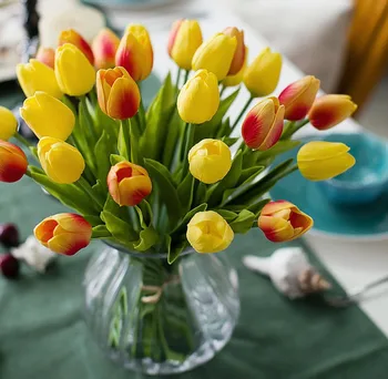 6PCS 20pcs Tulip Mākslīgo Ziedu Kāzu Dekorēšana, Ziedi Nekustamā Touch Mākslīgie Pušķi, Viltus Ziedu Mājas Garen Dekori