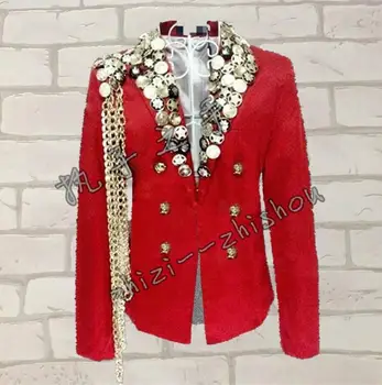 Vīriešu uzvalki dizainu, personalizēta homme terno skatuves tērpiem dziedātājiem, vīriešu žakete deju apģērba jaka stila kleita punk rock sarkana