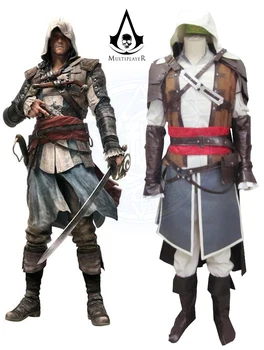 (QYY-034) Hallween Assassin ' s Creed 4 Melnā Karoga Edvards Kenway Pirātu Vienādu Cosplay Kostīms
