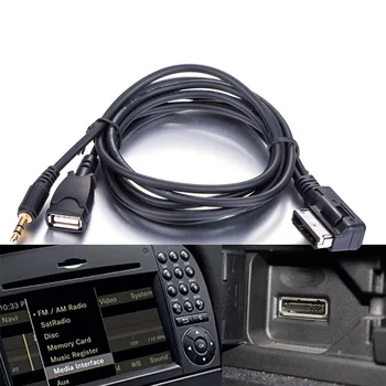 Auto AMI MDI Interfeiss 3,5 mm AUX Plašsaziņas līdzekļu Uzlādes ar USB Adaptera Kabelis priekš Mercedes Benz