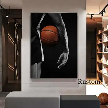 Basketbola Gleznas Interjeram Kobe Telpu Dekorēšana Pusaudzis Melns Balts Audekls Attēlu, Mājas Dizaina Bezrāmju Mākslas Izdrukas