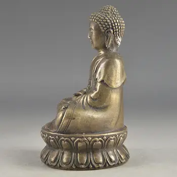 Roku Metālkalumi Svētī Iegūstama Ķīnas Misiņa Veco Amuletu Budas Statuja