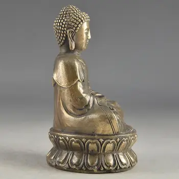 Roku Metālkalumi Svētī Iegūstama Ķīnas Misiņa Veco Amuletu Budas Statuja