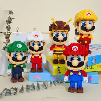 Balody 5 Modeļi Marioe kaķis Bros mikro Rotaļlietas, Multfilmas Dimanta mini mikro Luigei Bloki, Ķieģeļi Spēles bērniem, rotaļlietas bērniem, komplekti