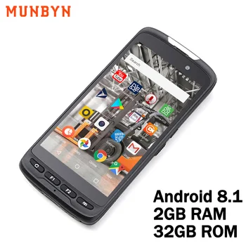 MUNBYN Raupjās Rokas Android 8.1 PDA Skeneris POS Terminālu 2D Svītrkodu Skeneri 4G WiFi Datu Savācējs NFC Lasītājs 32 GB ROM