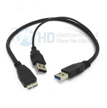 Augstas Kvalitātes USB 3.0 Vīrietis, lai Mikro USB Vīrietis 3 Y Kabeli ar Papildu USB Power 2.5