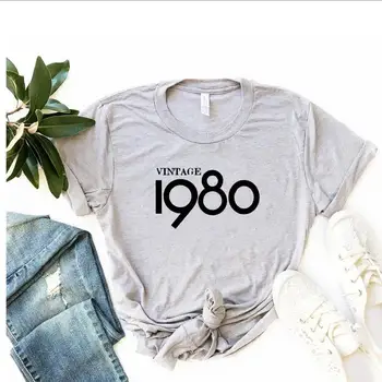 41rd Dzimšanas dienas Dāvanas Sievietēm Vintage 1980 Krekls Četrdesmit Party T-kreklu Modes Īsām Piedurknēm Dāmām Dāvanu Plus Izmērs 3XL Topi