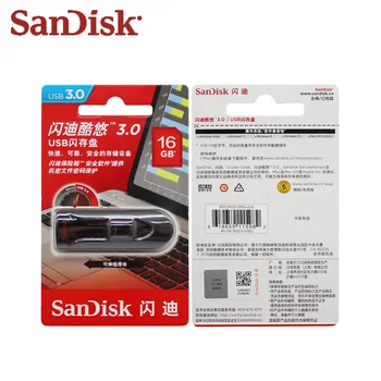 SanDisk CZ600 USB Zibatmiņas Disks USB 3.0 Pendrive 16GB 32GB 64GB, 128GB Flash Disks Melna Pildspalva Vadīt ātrgaitas U Diska Regulēšana