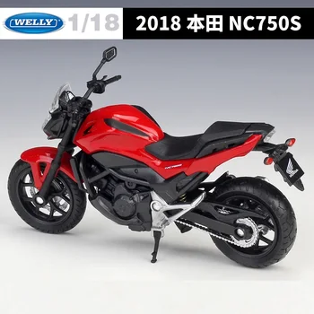 1:18 WELLY Honda 2018 NC750S Ielas Motociklu Lējumiem Mehānisko Zēns Rotaļlietas