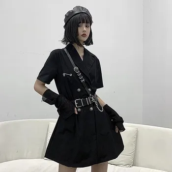 Sieviešu kleitas jaunas ielidošanas 2020 maz melns tērps sexy club apģērbu dizaineru drēbes streetwear sievietes ar jostu, pusgarās