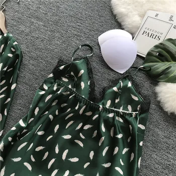 QWEEK Miega Lounge Sieviešu Pidžamas Komplekti ar Krūtīm Pad Vasaras Satīna Sleepwear Gadījuma Pyjama Femme Iekštelpu Apģērbs 3 Gabali