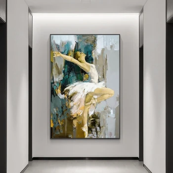 Sexy Balerīna Abstraktā Audekls Gleznas pie Sienas, Mākslas Plakāti Un Izdrukas Dejotāja Meitene Audekls Art Attēlus Dzīvojamās Istabas Sienas