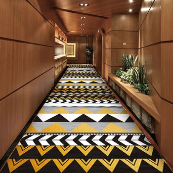 Melns/Zelta 3D Ģeometriskā Gaitenis Ilgi Paklāji Hotel Kāpnes, Koridoru paklājos Ziemeļvalstu Mājas Stīgas Paklāju Kāzu Puse, Grīdas Paklāji