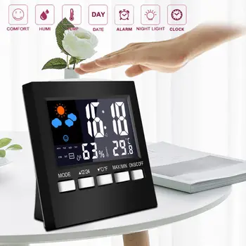 Ciparu Displejs Termometrs Mitrums LCD Pulkstenis Modinātājs Kalendārs Laika Daudzfunkciju Displejs Analog-Digitālais Pulkstenis
