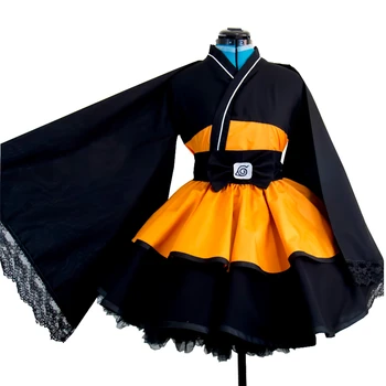 Anime Naruto Cosplay Kostīmu Uzumaki Naruto Lolita Kleitas Kimono Sievietēm Ģērbties Cosplay Halloween Puse Formas Tērpu