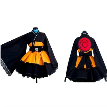 Anime Naruto Cosplay Kostīmu Uzumaki Naruto Lolita Kleitas Kimono Sievietēm Ģērbties Cosplay Halloween Puse Formas Tērpu