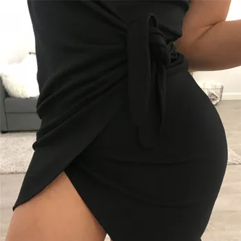 Vasaras Sexy Kleita Dziļu V Veida Kakla Kleita Sievietēm Pusē Sadalīt Mini Slim Bodycon Puse Kleita Sievietes Kleitu Sieviešu Apģērbu 2020