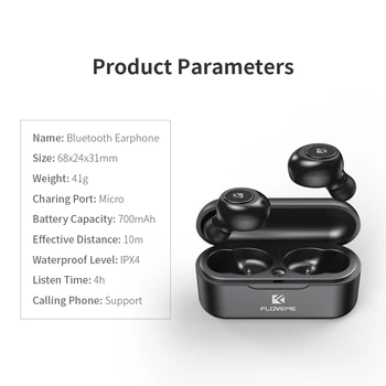 FLOVEME TWS 5.0 Austiņas Bluetooth Bezvadu Sporta Austiņas ar Mikrofonu Stereo Uzlādes Lodziņā Taustiņu Vadības Earbuds Tālruni