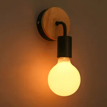 Mūsdienu ziemeļvalstu vienkāršu LED E27 Koka stils sienas gaismas gultas vietas gultas foajē studiju eju ēdamistaba Bērnu istabas sienas lampas