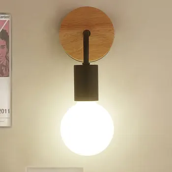 Mūsdienu ziemeļvalstu vienkāršu LED E27 Koka stils sienas gaismas gultas vietas gultas foajē studiju eju ēdamistaba Bērnu istabas sienas lampas