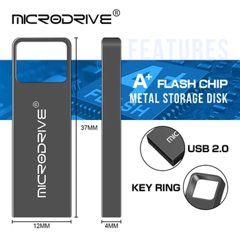 Liela Ātruma USB 2.0 Mini Flash Drive 16GB 32GB 64GB, 128GB Pendrive Ūdensizturīgs Metāla usb flash disku, Pildspalvu, atslēgu piekariņi atmiņas kartes