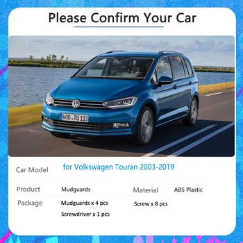 Dubļusargi priekš Volkswagen VW Touran 2003~2019 MK1 MK2 Auto Piederumi Fender Mudflaps Aizsargs Šļakatu Dubļu Sargi 2004 2005 2016 2017