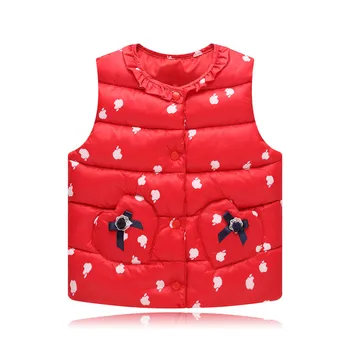 Rudens ziemas baby meitenes kvalitātes segas bērnu leju kokvilnas Loku Veste plānas saglabāt siltas Virsdrēbes sabiezējums modes kids apģērba