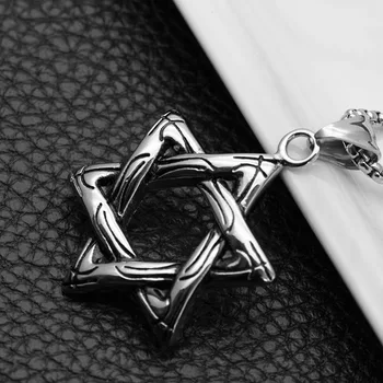 Etniskās Sudraba Krāsā Dāvida Zvaigzni Kulons Izraēla Kastes Ķēdes, Kaklarotas Vīriešiem, Sievietēm, Nerūsējošā Tērauda Reliģisko Ebreju sānslīdi kaklasaite Rotaslietas