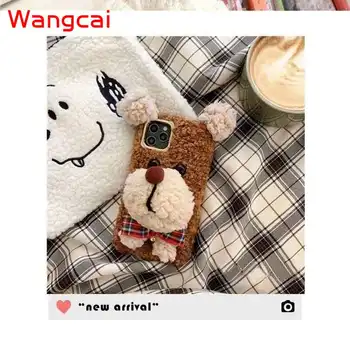 Teddy Kucēns Plīša Phone Gadījumā Xiaomi Redmi Piezīme 8 7 Pro K30 K20 Pro Mi 10 9 8 Ziema Maiga, Silta gadījumā Cute Suņu Lelle
