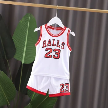 Zēnu Basketbola Sporta Apģērbu Uzvalks Vasarā Jauni Bērnu Modes Atpūtas Vēstules Piedurknēm Bērnu Veste + T-krekls 2gab komplekti bērniem