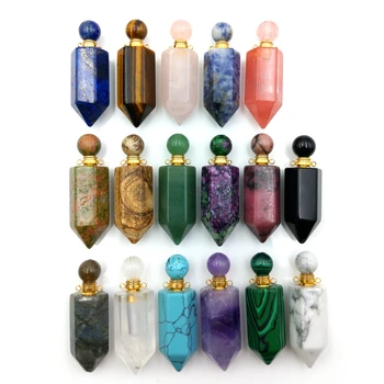 Dabas pērlēm, akmens smaržu pudeles kulons Sešstūra prizmu Čakra Kristāla Kvarcu eļļas difuzoru rotaslietas kaklarota