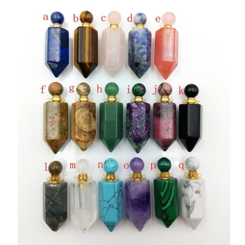 Dabas pērlēm, akmens smaržu pudeles kulons Sešstūra prizmu Čakra Kristāla Kvarcu eļļas difuzoru rotaslietas kaklarota