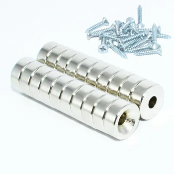 NdFeB Savelkošs Magnēta Diametrs 12mm Ar Skrūvju Caurumu 3mm 4mm 5mm Bieza Neodīma Reti Zemes Pastāvīgās Magnetics 20pcs