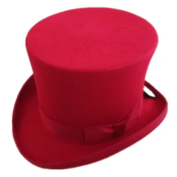 17CM(6.7 cm) Steampunk /Top Hat / Viktorijas Vintage Tradicionālo Vilnas Fedoras Cepure / Cilindra Cepure/ Dūmvadu Pot Cepure