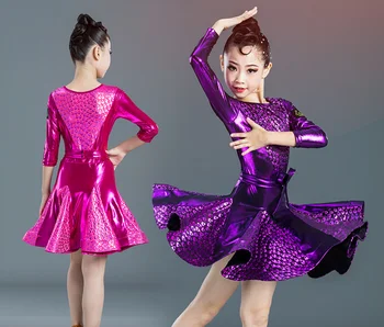 Mazulis violeta Elegants Kroku Mūsdienu latīņamerikas Salsa Balles Deju Kleitas Meitene Deju Apģērba Deju Konkursā Kostīmu Valkāt