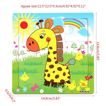Koka puzle Bērniem Vecumā 2-5 Toddler 6 Mīklas Gabali, Pirmsskolas Izglītības Apguves Rotaļlietu Komplekts Dzīvniekiem Puzles