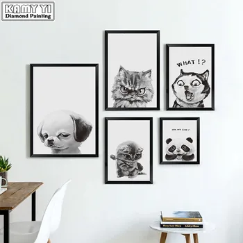 Pilna Dimanta Mozaīkas Cross Stitch Izteiksmi Smieklīgi Cute Dzīvnieku Panda Trušu DIY 5D Dimanta Gleznu Izšūšana Bērnu istabas Interjeru YY