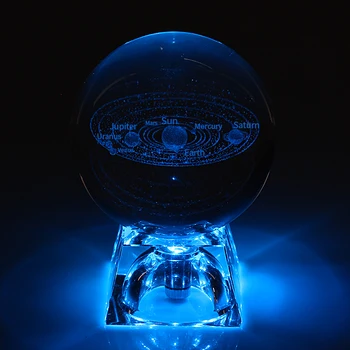 6cm 3D Iegravēts Galaxy saules sistēmas Kristāla lampu nakts gaisma gaismas Kuģiem, Stikla apaļo Sfēru Mājas biroja galda Dekori lampas Dāvanu