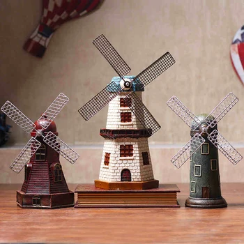 Jaunā Eiropas stila holandiešu vējdzirnavas Mājas Dekoru Rotājumi Vintage Sveķu Vējdzirnavas Cūciņa Banka Mēbeļu Darbvirsmas Amatniecības Bērniem Dāvanas