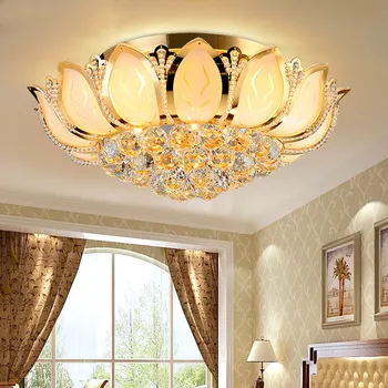 Lotosa Zieds Moderns Griestu lampa Ar Stikla Abažūrs Zelta Griestu Lampas Dzīvojamā Istabā, Guļamistabā lamparas de techo abajur