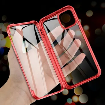 Luksusa Pilnā Aizsargs Rūdīts Stikls Lietā Par iPhone 11 Pro Vāciņš iPhone Xr-X Xs Max 12 Mini Pārredzamu Triecienizturīgs Buferi