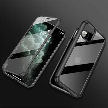 Luksusa Pilnā Aizsargs Rūdīts Stikls Lietā Par iPhone 11 Pro Vāciņš iPhone Xr-X Xs Max 12 Mini Pārredzamu Triecienizturīgs Buferi