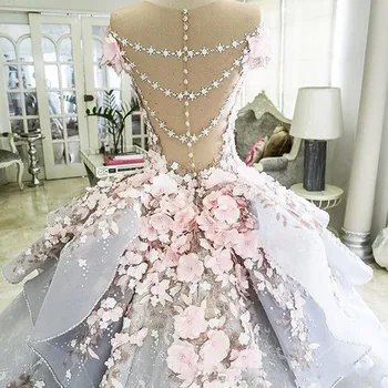 Burvīgs Princese Bumbu Kleita Quinceanera Kleitas ar 3D Aplikācijas Roku darbs Ziedi Gājienā Kleitas vestidos de 15 años