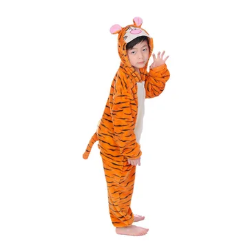 Bērniem Ziemas Sleepwear Zēni Onesies Meitene Pidžamas Komplekts Bērniem, Flaneļa Pidžamas Unicorn Tiger Panda Dūriens Dzīvnieku Pyjama