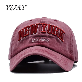 Yijay smiltis mazgā kokvilnas beisbola cepure cepure sievietēm, vīriešiem vintage tētis cepures NEW YORK izšuvumi vēstuli, āra sporta cepures