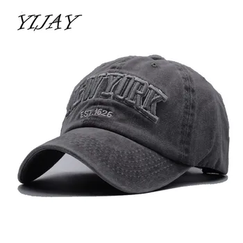 Yijay smiltis mazgā kokvilnas beisbola cepure cepure sievietēm, vīriešiem vintage tētis cepures NEW YORK izšuvumi vēstuli, āra sporta cepures